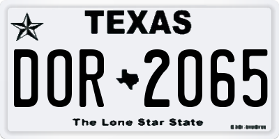 TX license plate DOR2065