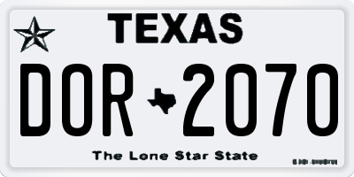 TX license plate DOR2070