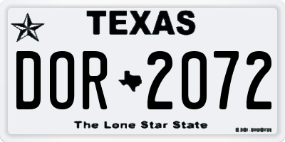 TX license plate DOR2072