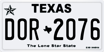 TX license plate DOR2076