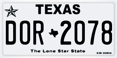 TX license plate DOR2078