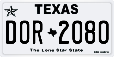 TX license plate DOR2080