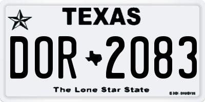 TX license plate DOR2083