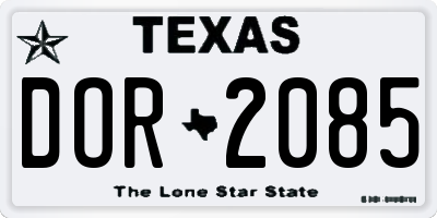 TX license plate DOR2085