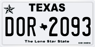 TX license plate DOR2093
