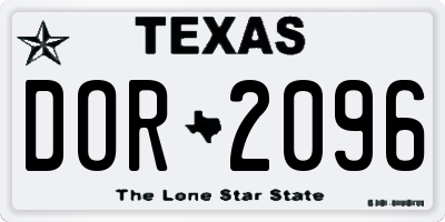 TX license plate DOR2096