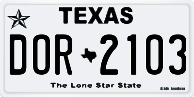 TX license plate DOR2103