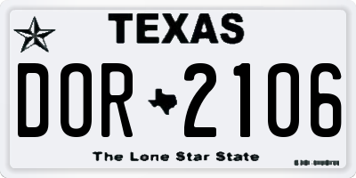 TX license plate DOR2106