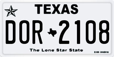 TX license plate DOR2108