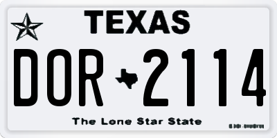 TX license plate DOR2114