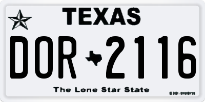 TX license plate DOR2116