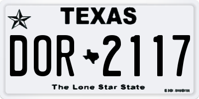 TX license plate DOR2117