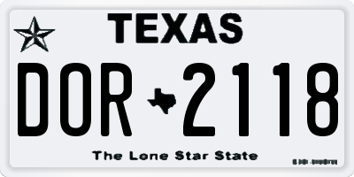 TX license plate DOR2118
