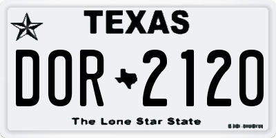 TX license plate DOR2120