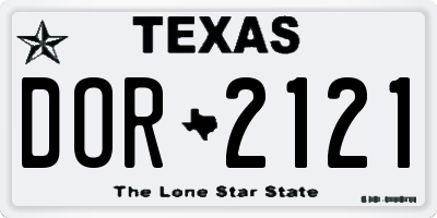 TX license plate DOR2121