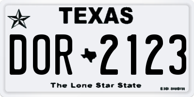 TX license plate DOR2123