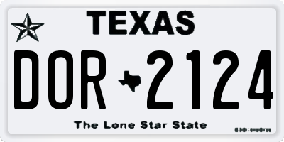 TX license plate DOR2124