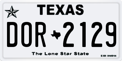 TX license plate DOR2129