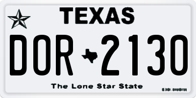 TX license plate DOR2130