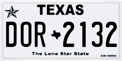 TX license plate DOR2132