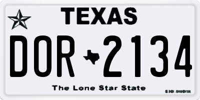 TX license plate DOR2134