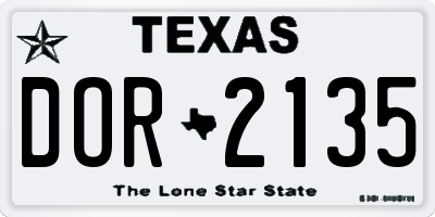 TX license plate DOR2135
