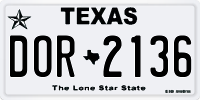 TX license plate DOR2136
