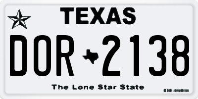 TX license plate DOR2138