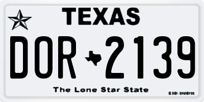 TX license plate DOR2139