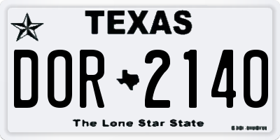 TX license plate DOR2140