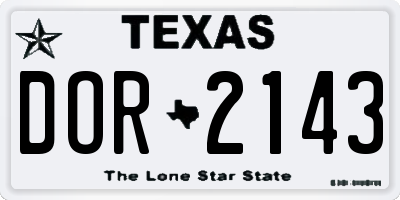 TX license plate DOR2143