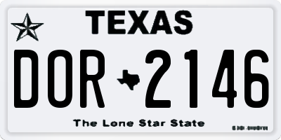 TX license plate DOR2146