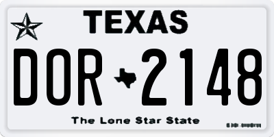 TX license plate DOR2148