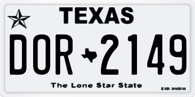 TX license plate DOR2149