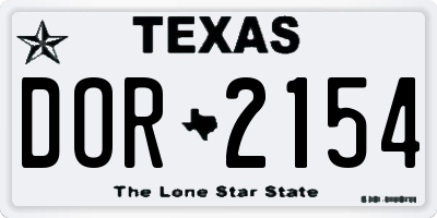 TX license plate DOR2154