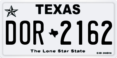 TX license plate DOR2162