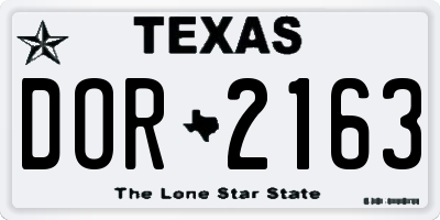 TX license plate DOR2163
