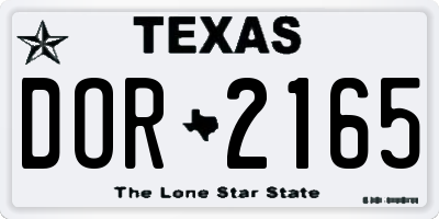 TX license plate DOR2165