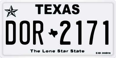 TX license plate DOR2171