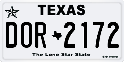 TX license plate DOR2172