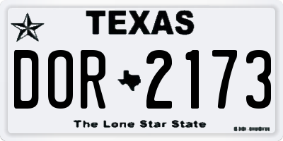 TX license plate DOR2173