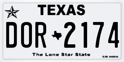 TX license plate DOR2174