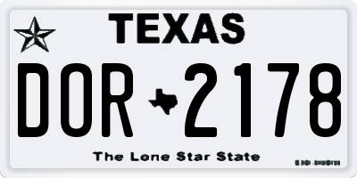 TX license plate DOR2178
