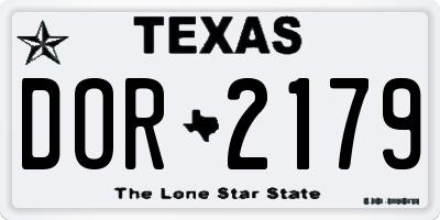 TX license plate DOR2179