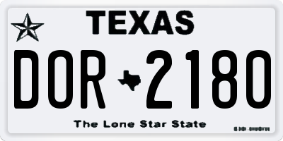 TX license plate DOR2180
