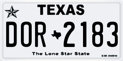 TX license plate DOR2183
