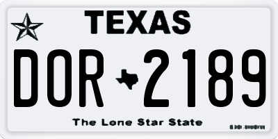 TX license plate DOR2189