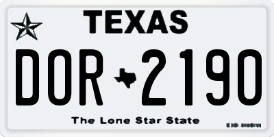 TX license plate DOR2190