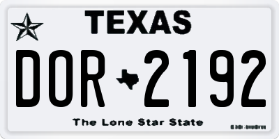 TX license plate DOR2192