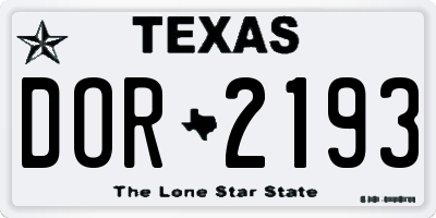 TX license plate DOR2193